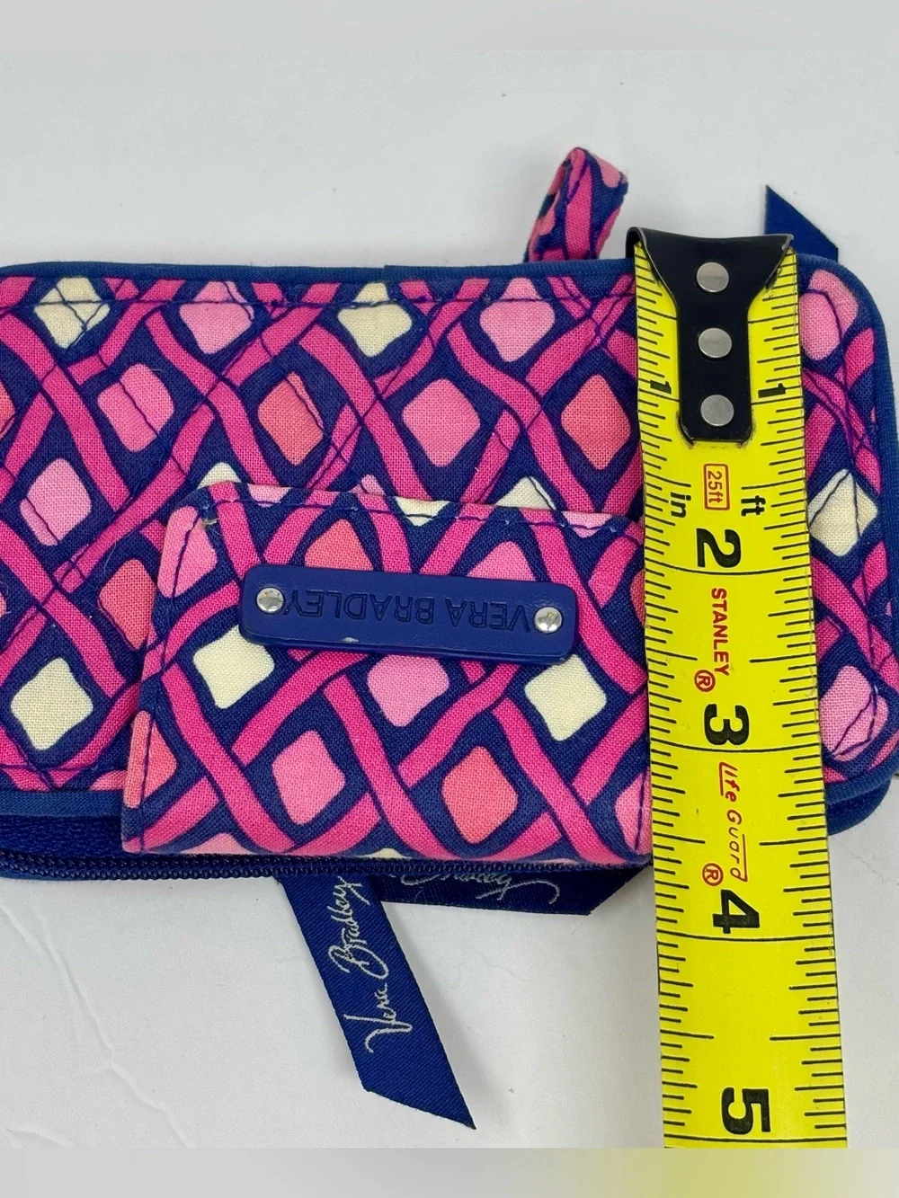Vera Bradley Katalina Pink White Diamonds Zippered Wallet Wristlet Lightweight